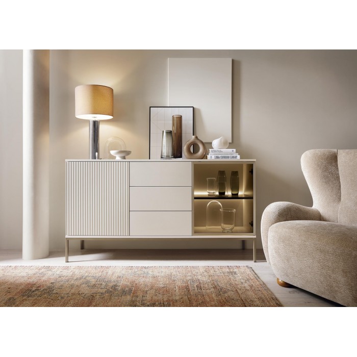 Breite Kommode 154 SENTINO mit LED-Beleuchtung Kaschmir