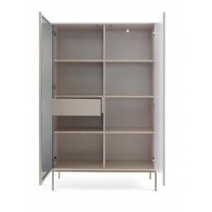 Moderne Vitrine mit Schublade SENTINO 104 mit LED-Beleuchtung Kaschmir 2/9
