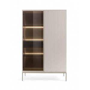 Moderne Vitrine mit Schublade SENTINO 104 mit LED-Beleuchtung Kaschmir 4/9