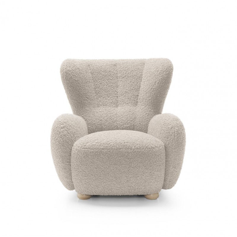 Bequemer beiger Sessel TEDDY aus Boucle-Stoff