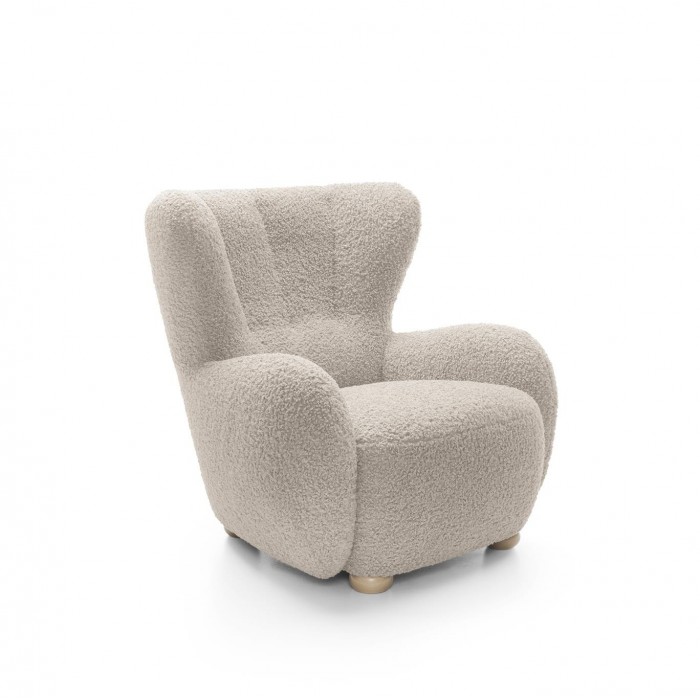 Bequemer beiger Sessel TEDDY aus Boucle-Stoff