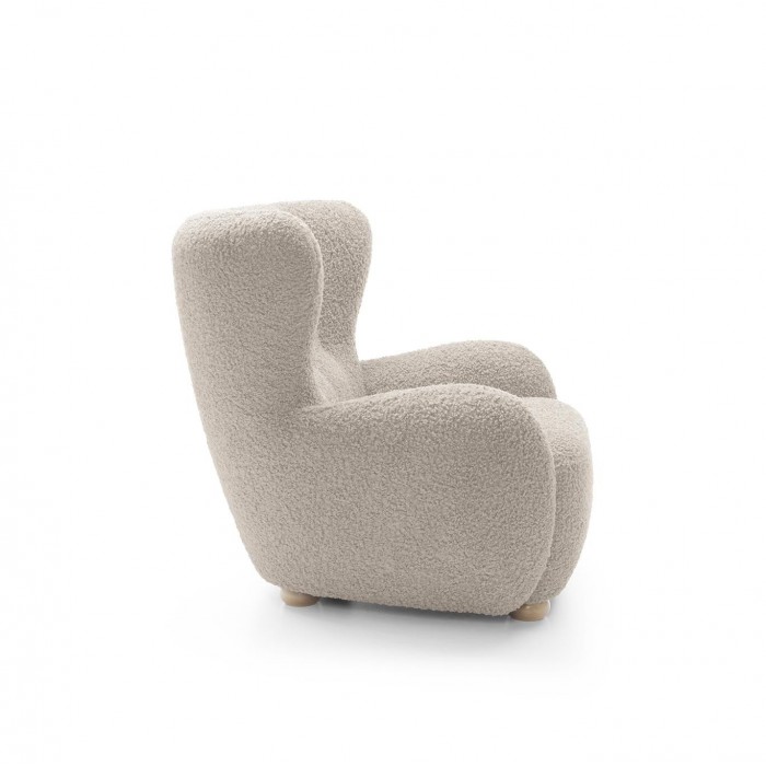 Bequemer beiger Sessel TEDDY aus Boucle-Stoff