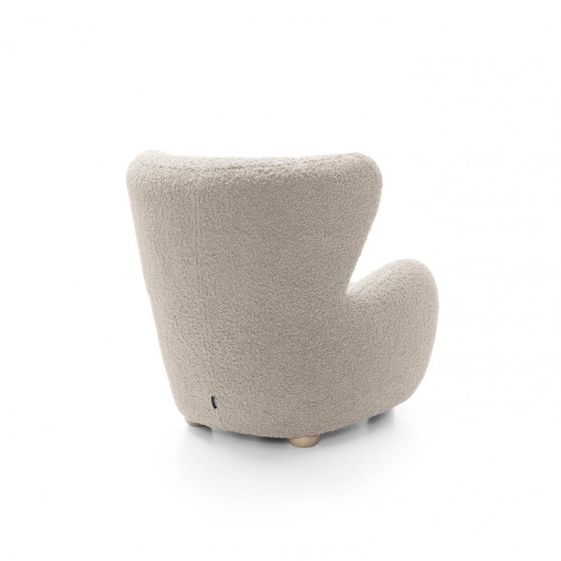 Bequemer beiger Sessel TEDDY aus Boucle-Stoff 4/9