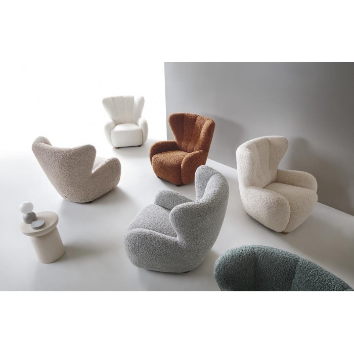 Bequemer beiger Sessel TEDDY aus Boucle-Stoff