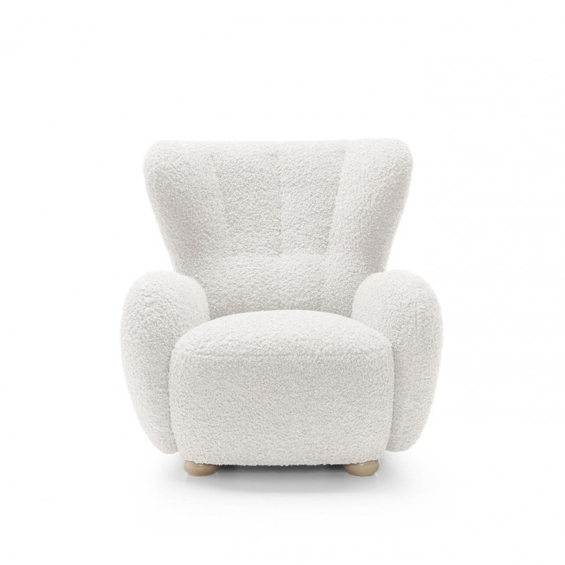 Weißer TEDDY-Lammfell-Sessel für das Wohnzimmer