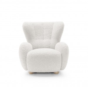 Weißer TEDDY-Lammfell-Sessel für das Wohnzimmer 1/9