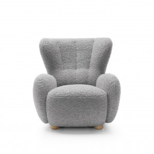 TEDDY Sessel Stoff Plüsch bequem für Schlafzimmer grau 1/9