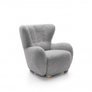 TEDDY Sessel Stoff Plüsch bequem für Schlafzimmer grau 2/9