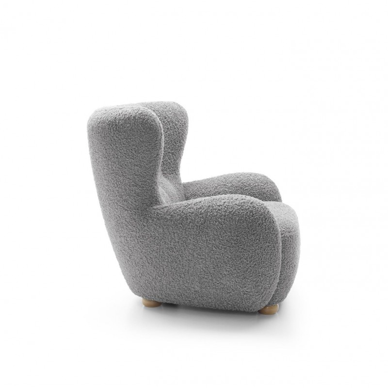 TEDDY Sessel Stoff Plüsch bequem für Schlafzimmer grau 3/9