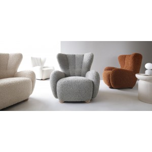 TEDDY Sessel Stoff Plüsch bequem für Schlafzimmer grau 8/9