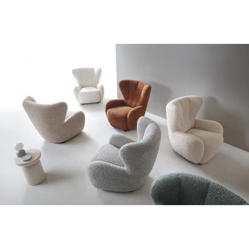 TEDDY Sessel Stoff Plüsch bequem für Schlafzimmer grau 9/9