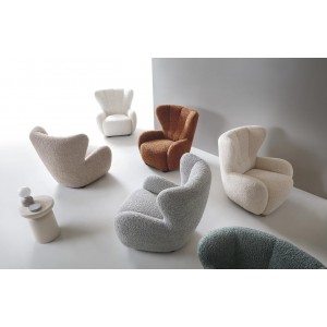 TEDDY Sessel Stoff Plüsch bequem für Schlafzimmer grau 9/9