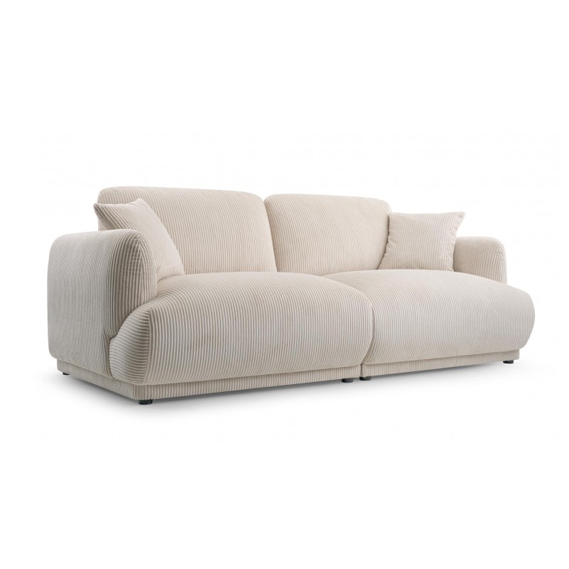 Elegantes LOCCO Zweisitzer-Sofa mit bequemer Sitzfläche aus cremefarbenem Kordstoff
