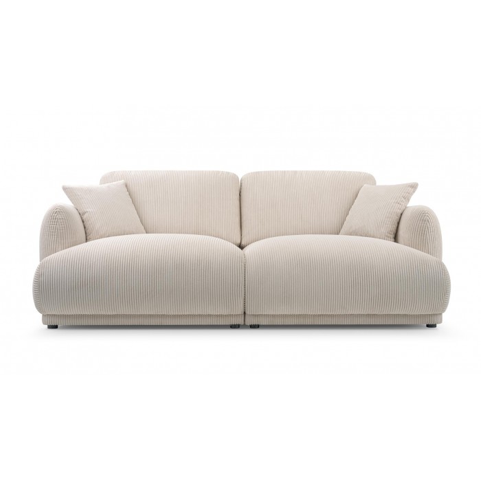 Elegantes LOCCO Zweisitzer-Sofa mit bequemer Sitzfläche aus cremefarbenem Kordstoff