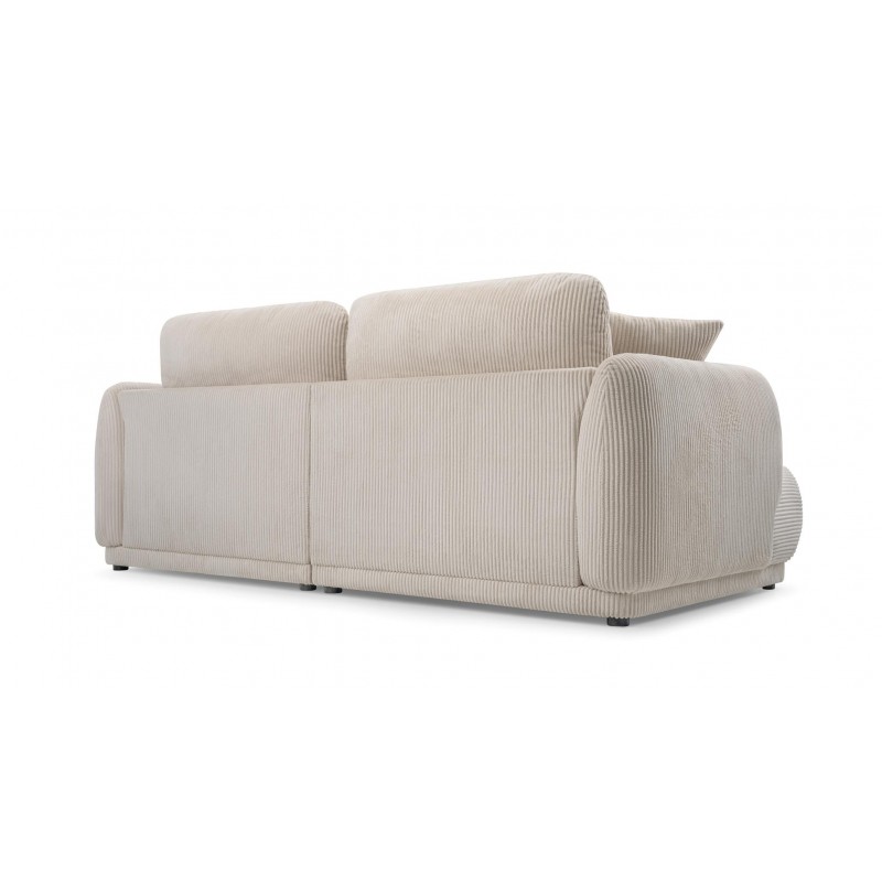 Elegantes LOCCO Zweisitzer-Sofa mit bequemer Sitzfläche aus cremefarbenem Kordstoff 4/9