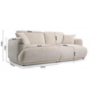 Elegantes LOCCO Zweisitzer-Sofa mit bequemer Sitzfläche aus cremefarbenem Kordstoff 7/9
