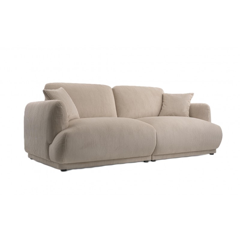 Elegantes LOCCO Zweisitzer-Sofa mit bequemer Sitzfläche aus beigefarbenem Kordstoff 1/9