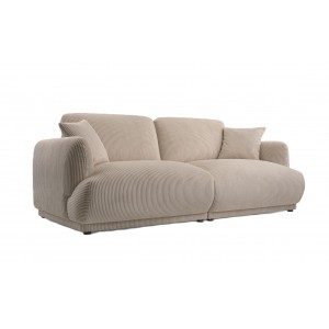 Elegantes LOCCO Zweisitzer-Sofa mit bequemer Sitzfläche aus beigefarbenem Kordstoff 1/9