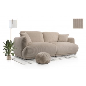 Elegantes LOCCO Zweisitzer-Sofa mit bequemer Sitzfläche aus beigefarbenem Kordstoff 2/9