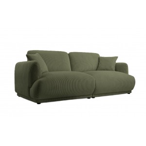 Elegantes Zweisitzer-Sofa LOCCO mit bequemer Sitzfläche aus kordgrünem Stoff 1/9
