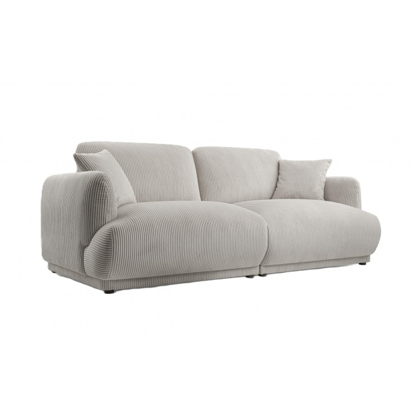 Elegantes Zweisitzer-Sofa LOCCO mit bequemer Sitzfläche aus hellgrauem Kordstoff