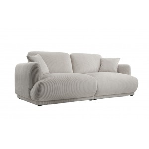Elegantes Zweisitzer-Sofa LOCCO mit bequemer Sitzfläche aus hellgrauem Kordstoff 1/9