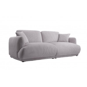 Elegantes Zweisitzer-Sofa LOCCO mit bequemer Sitzfläche aus grauem Kordstoff 1/9