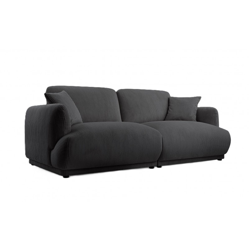 Elegantes Zweisitzer-Sofa LOCCO mit bequemer Sitzfläche aus graphitfarbenem Kordstoff 1/9