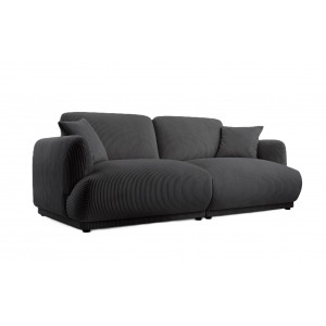 Elegantes Zweisitzer-Sofa LOCCO mit bequemer Sitzfläche aus graphitfarbenem Kordstoff 1/9