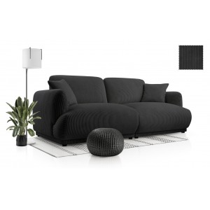 Elegantes Zweisitzer-Sofa LOCCO mit bequemer Sitzfläche aus graphitfarbenem Kordstoff 2/9