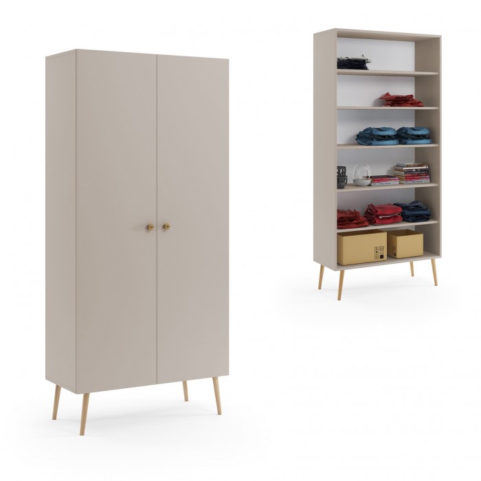 Moderner Kaschmir-Kleiderschrank mit IKON-Regalen im skandinavischen Stil