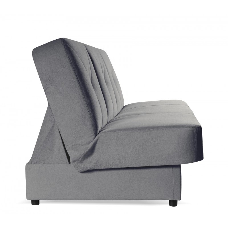 Elegantes NARDO Schlafsofa mit Schlaffunktion und Stauraum für Bettzeug, grau in SOFT Stoff 6/9