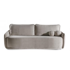 Graues PERUGIA Sofa mit Schlaffunktion und Bettzeugcontainer 1/9