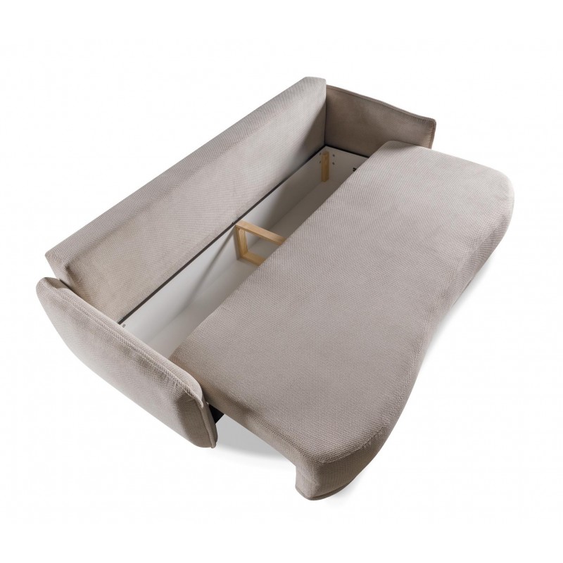 Graues PERUGIA Sofa mit Schlaffunktion und Bettzeugcontainer 5/9