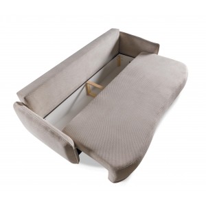 Graues PERUGIA Sofa mit Schlaffunktion und Bettzeugcontainer 5/9