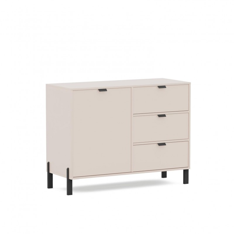 Moderne eintürige Kommode CALMA mit Schubladen sandbeige