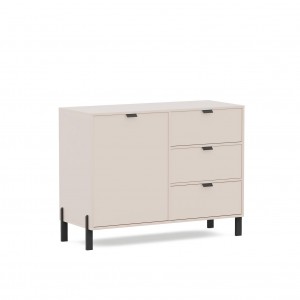 Moderne eintürige Kommode CALMA mit Schubladen sandbeige 1/9