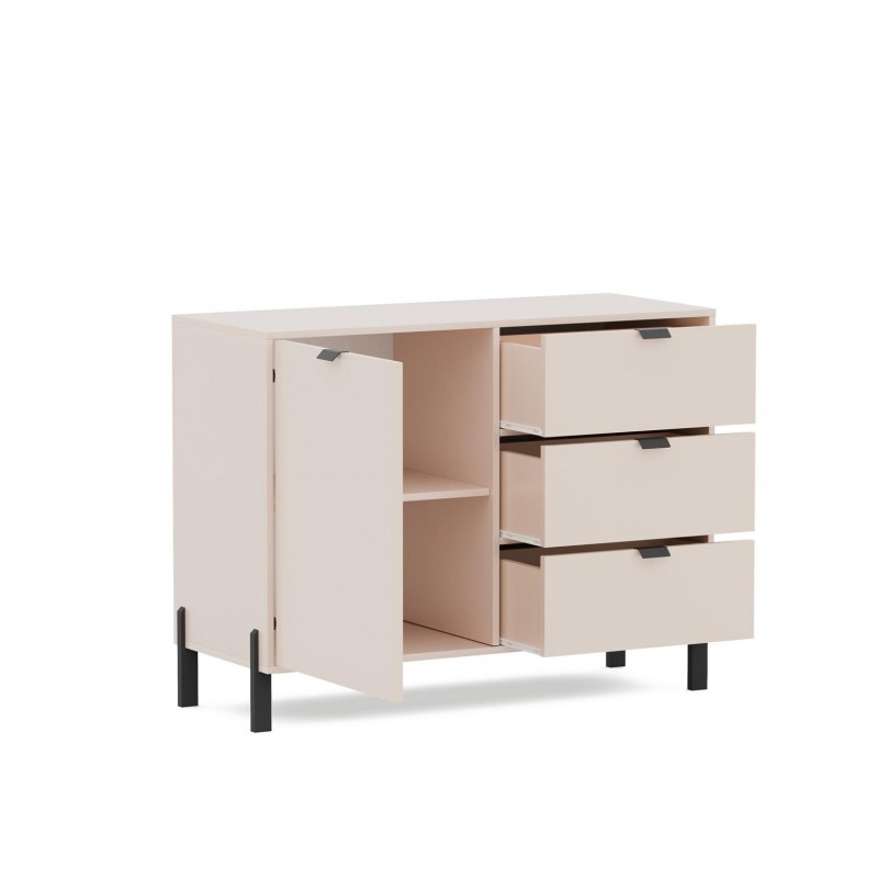Moderne eintürige Kommode CALMA mit Schubladen sandbeige 2/9