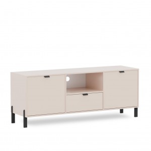 Moderner zweitüriger RTV-Schrank CALMA mit Schublade für den Wohnbereich sandbeige 1/9