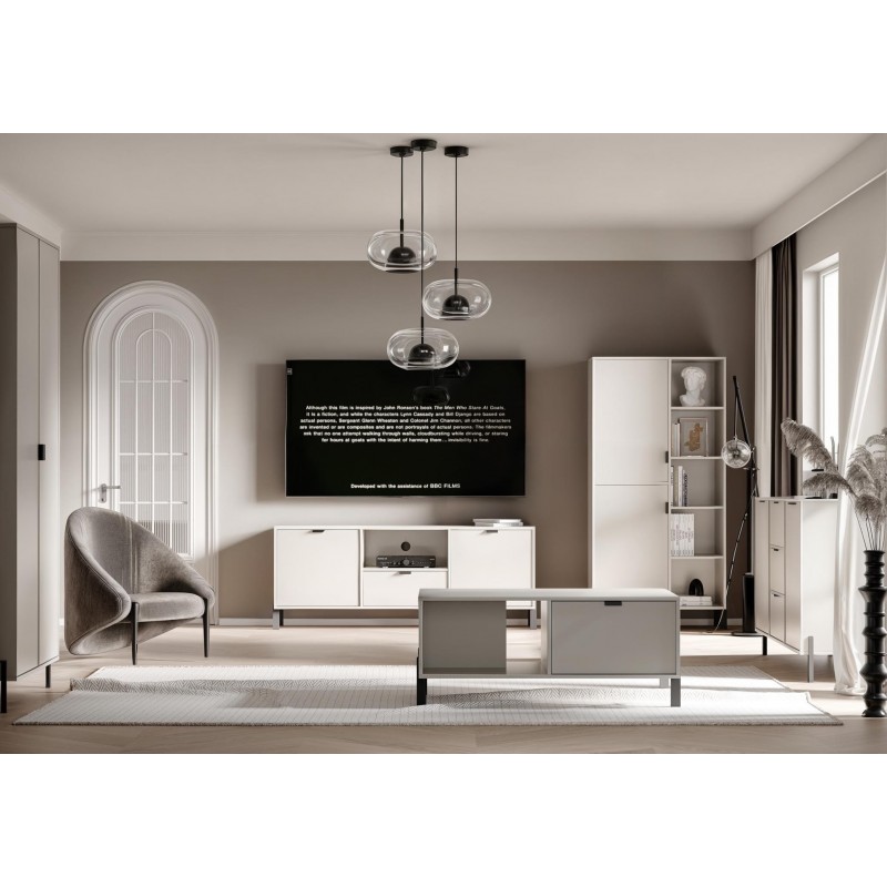 Moderner Couchtisch CALMA mit Schubladen für das Wohnzimmer sandbeige 3/9