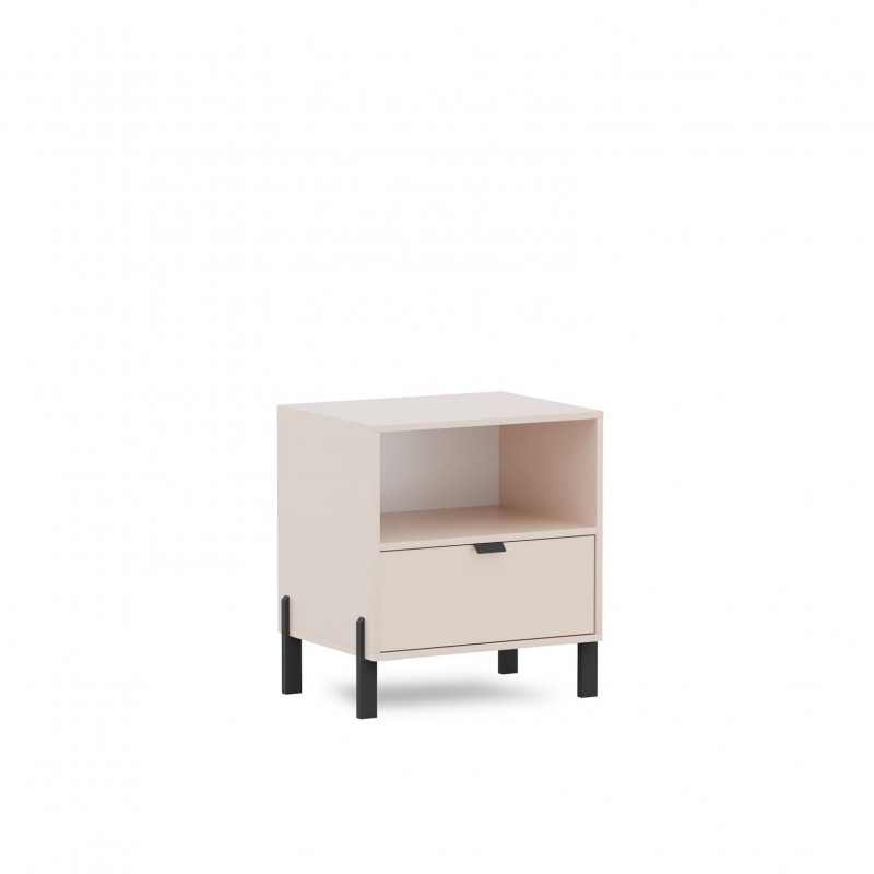 Moderner Nachttisch CALMA mit Schublade für Schlafzimmer sandbeige