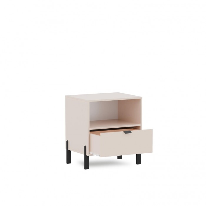 Moderner Nachttisch CALMA mit Schublade für Schlafzimmer sandbeige