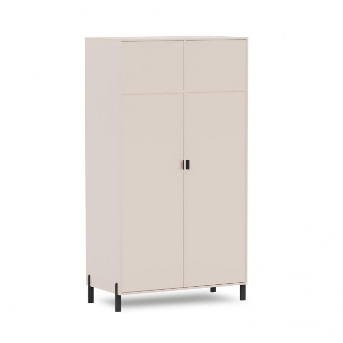 Moderner zweitüriger Kleiderschrank CALMA für das Wohnzimmer sandbeige