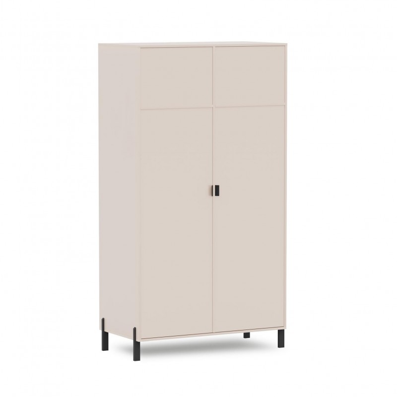 Moderner zweitüriger Kleiderschrank CALMA für das Wohnzimmer sandbeige