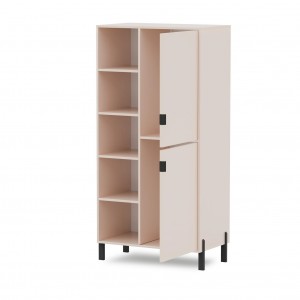 Modernes zweitüriges Bücherregal CALMA rechte Seite sandbeige 2/9