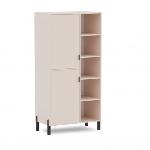 Modernes zweitüriges Bücherregal CALMA linke Seite sandbeige 1/9