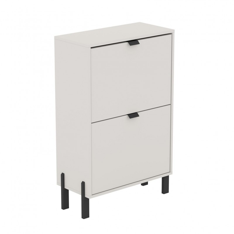 Moderner Schuhschrank CALMA zweitürig kippbar sandbeige