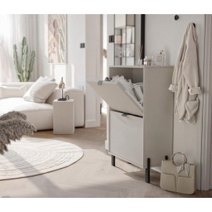 Moderner Schuhschrank CALMA zweitürig kippbar sandbeige 3/9