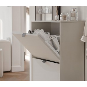 Moderner Schuhschrank CALMA zweitürig kippbar sandbeige 6/9