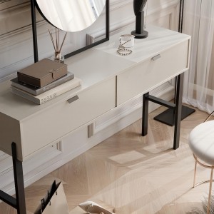 Moderner Schminktisch CALMA mit Schubladen für Schlafzimmer sandbeige 3/9